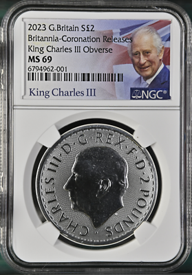 2023 £2 Silver 1oz Britannia King Charles III NGC MS69 CORONATION Releases #ad $49.99