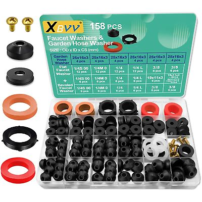 XBVV 158 Pcs Faucet Rubber Washers and Garden Hose Gasket Assortment Kit for ... #ad $20.88