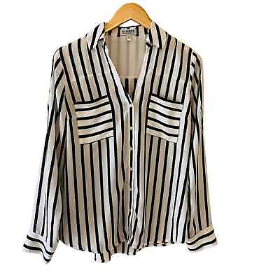 Express Portofino Striped Long Sleeve Button Up Top Size Small #ad #ad $18.39