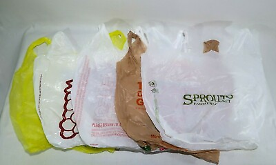 #ad #ad Assorted Plastic Grocery Bags Single Use Clean Folded Art Crafts Trash Bag $6.79