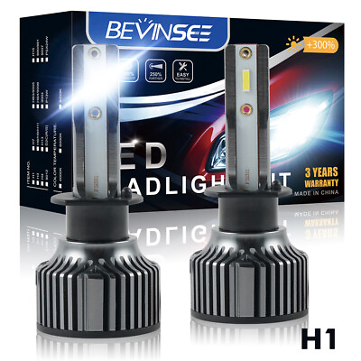 #ad BEVINSEE H1 CSP LED Headlights Bulbs Conversion Kit High Low Beam 6000LM Bright $9.99