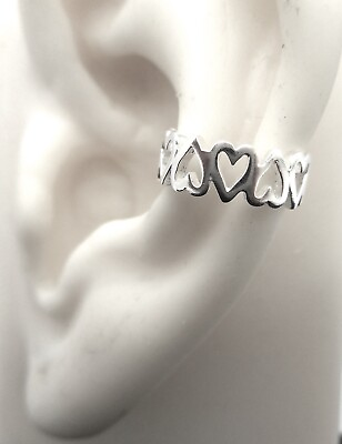 #ad Ear Cuff Earring Women Solid 925 Sterling Silver Heart Design New $17.07