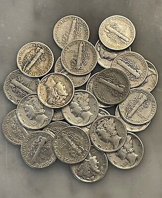#ad Lot of 25 Mercury Dimes 1 2 Roll 90% Silver CHOOSE HOW MANY LOTS OF 25 COINS $66.95