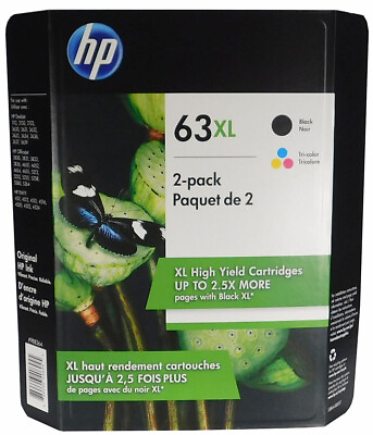 HP 63XL Black and 63XL Color Combo New Genuine $54.99