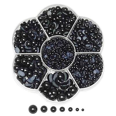 #ad #ad Black 1900pcs Assorted 7 Sizes3 4 5 6 7 8 10mm Imitation Half Pearl Bead Flat... $16.04