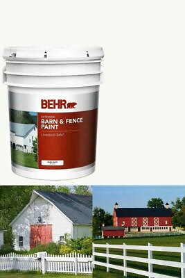 #ad #ad NEW Behr Pro White Exterior Barn and Fence Paint Oil Latex 5 Gal Livestock Safe $99.97