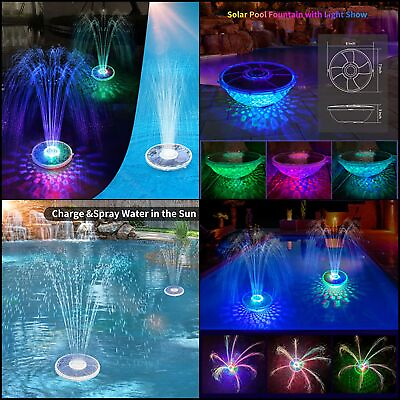 #ad Solar Pool Fountain with Underwater Lights6 Lighting Modes Floating Pool $70.65