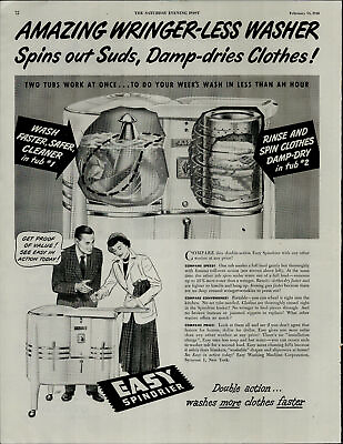 1948 Easy Washer Spindrier Wringer Less Washer Vintage Print Ad 3763 #ad #ad $4.98