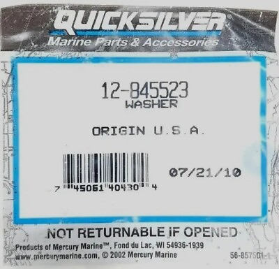 #ad Mercury Quicksilver Marine Washer Part # 12 845523 OEM Genuine $7.88