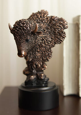 #ad Ebros Rustic Southwestern American Bison Bust Electroplated Bronze Finish Statue $38.95
