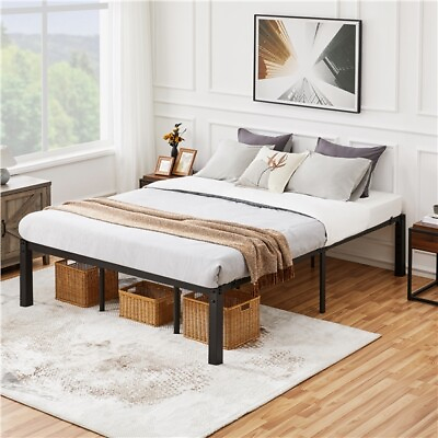 #ad 18quot; Metal Bed Frame Platform Heavy Duty Steel Slat Support No Box Spring Needed $53.99