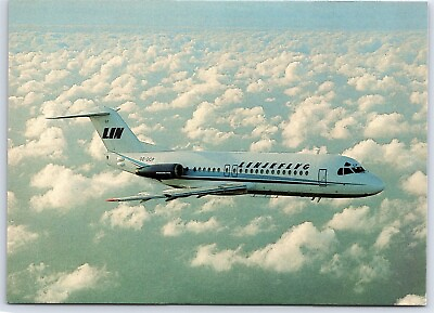 #ad Aviation Postcard Linjeflyg Airlines Fokker F28 4000 In Flight ES3 $4.99