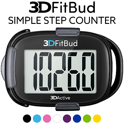 #ad 3DFitBud Simple Step Counter Walking 3D Pedometer with Clip and Lanyard A420S $23.99