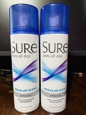 #ad Sure Anti Perspirant Deodorant Regular SCENTED Aerosol Spray 6 oz NEW 2 Pack $11.95