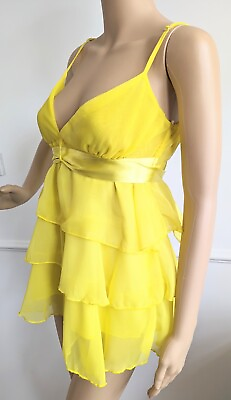 #ad PARISIAN Ladies Bright Yellow Layered Strappy Chiffon Top Blouse Size UK 10 GBP 16.00