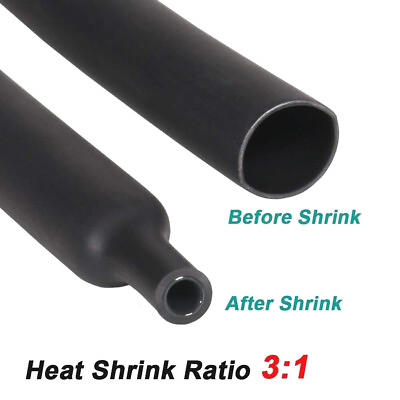 #ad 3:1 Heat Shrink Tubing Heavy Duty Black Polyolefin Marine Grade Sleeving LOT $41.25