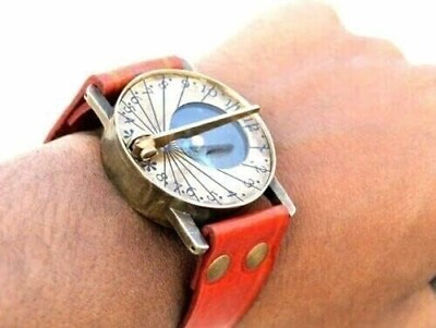 #ad Antique Style Steampunk Wrist Brass Compass amp; Sundial Watch Handmade Nautical $67.07