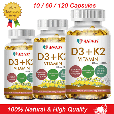 #ad Vitamin K2 MK7 with D3 10000 IU Bone Health Immunity Booster 10 60 120Capsules $11.29