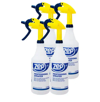 ZEP Spray Bottle Heavy Duty Adjustable Nozzle Chemical Resistant Pack 4 Cleaning $19.28