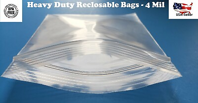 Clear Zip Seal Plastic Bags 4 Mil Heavy Duty Poly Reclosable Zipper Top Lock 4ML #ad $7.79
