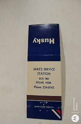 #ad Vintage Mike#x27;s Service Station Husky Gas Edgar Nebr Match Cover $2.45