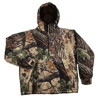 #ad Cabelas Dry Plus Mens Medium Camo 1 2 Zip Hooded Insulated Hunting Jacket $34.95