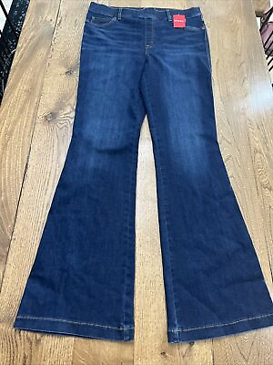 #ad SPANX Women#x27;s Dark Blue High Rise Flare Jeans Size XL NEW with Tags $89.99