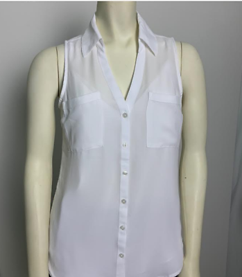 #ad #ad Express Sleeveless V Neck Button UP Shirt White New With Tags $21.99