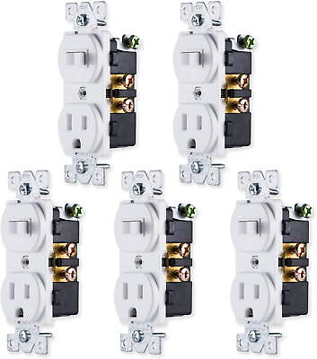 #ad GE Switch amp; Outlet 5 Pack Light Switch Outlet Two in One Receptacle 1 on off $22.75