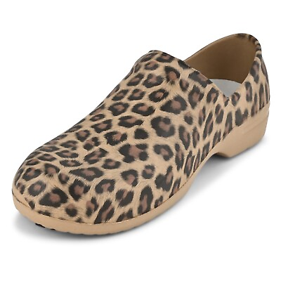 #ad JEFFRICO Clogs for Women Nurse Shoes Garden Clogs Slip Resistant Leopard Clogs $15.99