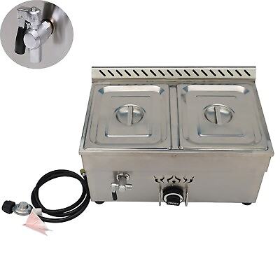 #ad #ad 2*1 2Pan LP Gas Soup Warmer Stove Commercial Buffet Steam Heater 23quot;x16.5quot;x13.8quot; $277.30