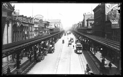 #ad Manhattan NY view looking north up Bowery from Grand Street 19 1900 Old Photo AU $9.00