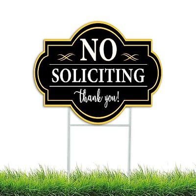 #ad #ad No Soliciting Sign 15quot;x12quot;，Black No Soliciting Yard Sign，H Metal Stakes Included $10.55
