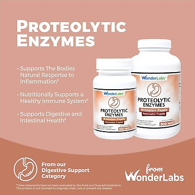 #ad Wonder Laboratories Proteolytic Enzymes Bromelain Papain Pancreatin Trypsin $26.99