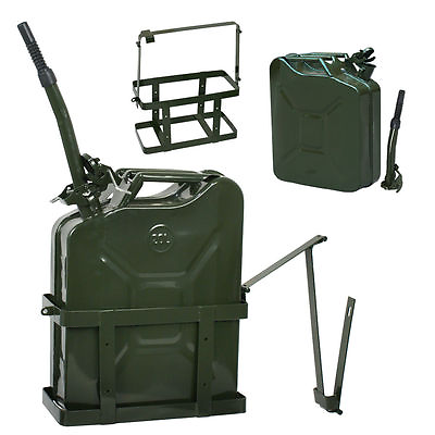 Jerry Can with Holder 20L Liter 5 Gallons Steel Tank Gasoline Green #ad $47.58