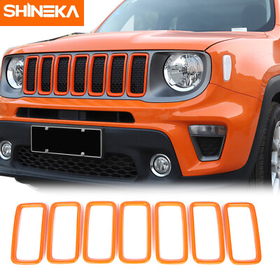 #ad 7pcs Front Grille Inserts Cover Grill Mesh Trim for Jeep Renegade 2019 Orange $24.99