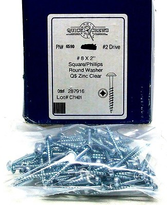 100 NEW # 8 11X2quot; Sq Phillips Round Washer Head Coarse Thread Zinc Plated RL #ad $12.99