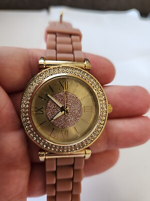 #ad Women#x27;s Watch Gold Case Purple Band. Faux Gold And Purple Sparkle Dial. N14 $8.99
