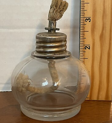 #ad Small Glass Oil Lamp Prepped Survival Doomsday Vintage Just Add Oil 3.5” $10.40