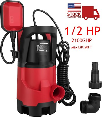 #ad 1 2 HP Submersible Water Pump 2100GPH Water Remove 15 ft Cord $44.95