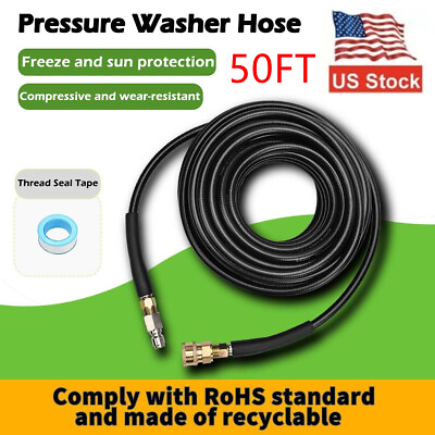 #ad 15M 5800 PSI Replacement High Pressure Power Washer Hose 3 8quot; Quick Connect USA $25.99