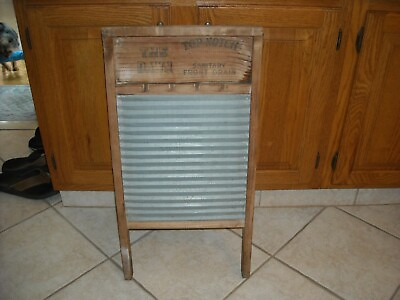 #ad Antique National Washboard The Dawn Top Notch Front Drain Rustic Décor $42.99