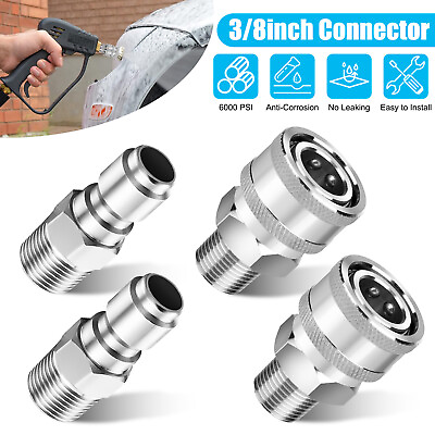 #ad 4Pcs 3 8quot; NPT Stainless Steel Quick Connect Fitting Pressure Washer Adapter Set $14.98