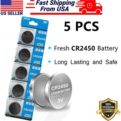 #ad 5 Pack CR2450 Lithium Battery Long Lasting amp; High Capacity 3 Volt Coin amp; Button $3.75