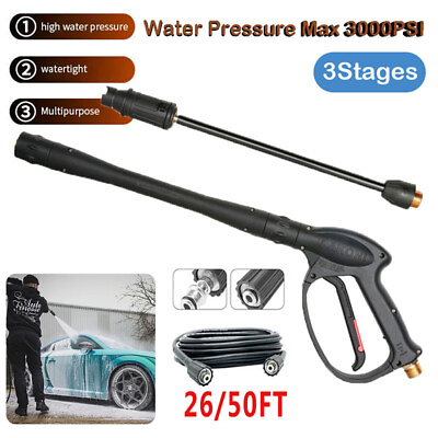 #ad High Pressure 3000PSI Car Power Washer Gun Spray Wand Lance NozzleM22 Hose Kits $5.99