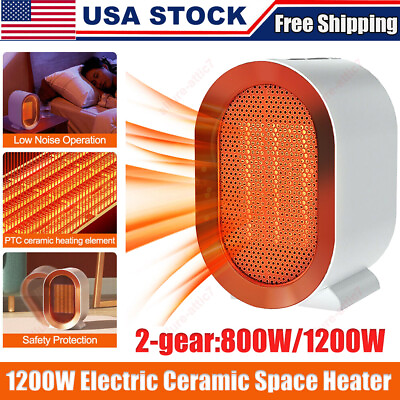 #ad 1200w Electric Ceramic Space Heater PTC Household Smart Electric Desktop Heater $20.99