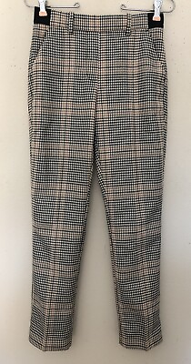 #ad Hamp;M Pull On Chino Dress Pants Size 2 Brown Black Houndstooth Straight Leg $14.35