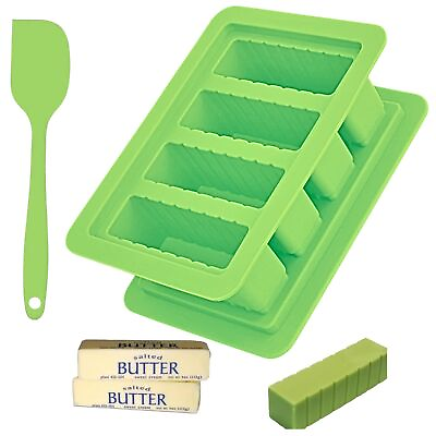 #ad Silicone Butter Mold and Silicone Spatula Green Silicone Butter Tray Container $12.75