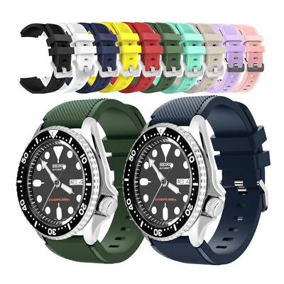 #ad 22mm Watch Band For Seiko Diver#x27;s Watch Soft Rugged Silicone Quick Release Strap $8.99