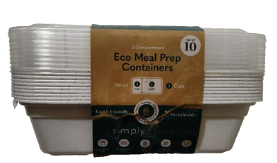 #ad Simply Green 10 Ct 2 Compartment Meal Prep Containers Microwave Freezer Safe $10.02